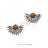 Cute earrings - RELIGIOUS GOD - silver with amber.