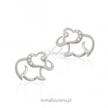 Children's earrings elephants - silver jewelry with cubic zirconia