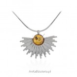 Silver necklace with amber - GRAY SAINT.