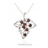 Silver pendant with brown LISTEK amber