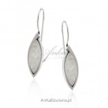 Silver earrings with synthetic white opal