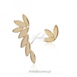 Silver earrings with gilded leaves - Gold-plated silver jewelry