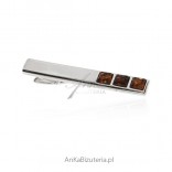 Silver tie clip with amber