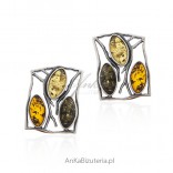 Silver earrings with amber - elegant jewelry with amber