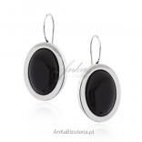 Silver earrings with black onyx. Classic silver jewelry
