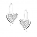 Silver earrings, children's hearts with cubic zirconia