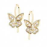 Silver earrings for girls with gold plated with cubic zirconia -MOTYLKI