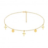 Gold-plated silver choker necklace with small circles and crosses