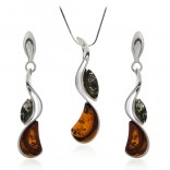 Set silver jewelry with colored amber - "Rosa in the morning"
