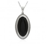 Silver pendant with black onyx and Greek pattern on a silver frame