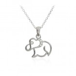 Silver pendant elephant with cubic zirconia