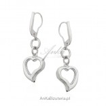 Silver earrings with English hearts