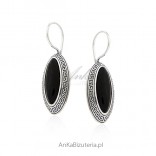 Silver jewelry earrings with black onyx