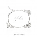 Silver bracelet with tags: openwork heart and infinity