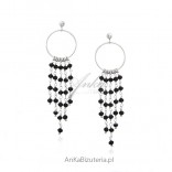 Silver earrings with onyx - Beautiful long earrings