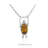 Silver pendant with DELFIN amber