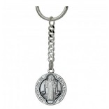 Silver key ring with the image of Saint. Benedict
