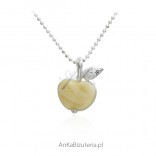 Silver pendant with white amber - ADAM APPLE