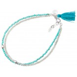Silver bracelet with labradorite and howlite with tassels