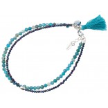 Beautiful silver bracelet with Swarovski crystals, synthetic sapphire and apatite