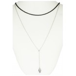 Silver jewelry double HAND FATIMY necklace with spinels