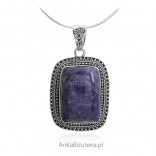 Silver pendant with cabochon - stylish silver jewelry