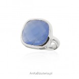 Silver ring with blue chalcedony - BEAUTIFUL !!