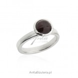 Silver jewelry - a ring with a natural garnet