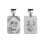 Silver diamond medallion Jesus / Our Lady the Scapular