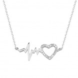 Silver necklace with zircons HEART WITH LINE OF LIFE