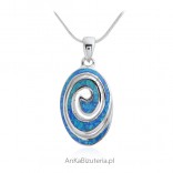 Silver jewelry with opal - Silver pendant with blue opal oval snail