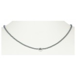 Hematite silver necklace with small circle and Swarovski crystal