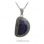 Silver pendant with czaroite in a stylish oxidised cover - UNIKAT