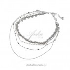 Srebrna biżuteria - bransoletka kuleczki diamentowane  - piękna koronkowa włoska praca!