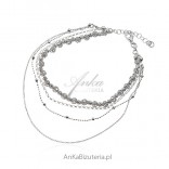 Silver jewelry - diamond beads bracelet - beautiful lace Italian work!