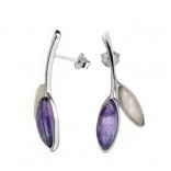 Silver earrings with amethyst and pink quartz