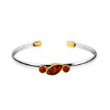 Silver bracelet with amber - gold and rhodium plated silver jewelry