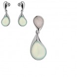 Silver jewelry with pink quartz and aqua agate