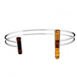Silver stiff bracelet with amber - Classic and elegant