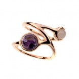 Silver ring with amethyst and pink quartz