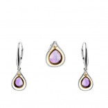 Elegant set of silver jewelry with amethyst