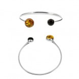 A refined silver bracelet with amber