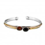 Silver bracelet with gold-plated amber - Original women's jewelery