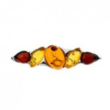 Silver brooch with amber - Classic jewelry made of amber