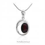 Silver pendant with cherry amber - Minimalism always on top!