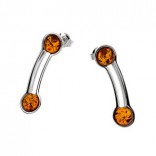 Silver earrings with ANNA cognac amber