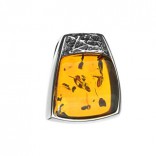 Silver pendant in a beautiful frame with natural Baltic amber