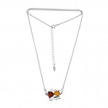 Silver necklace with amber jewelery - TWO PIECES