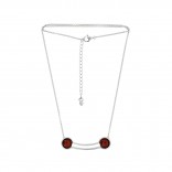 Silver necklace with cherry amber - ANNA