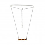 Silver necklace with amber cherry and cognac